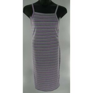 Plus Size ROUGE Striped Mii Dress Purple Grey Spaghetti Strap Women's Size 3X